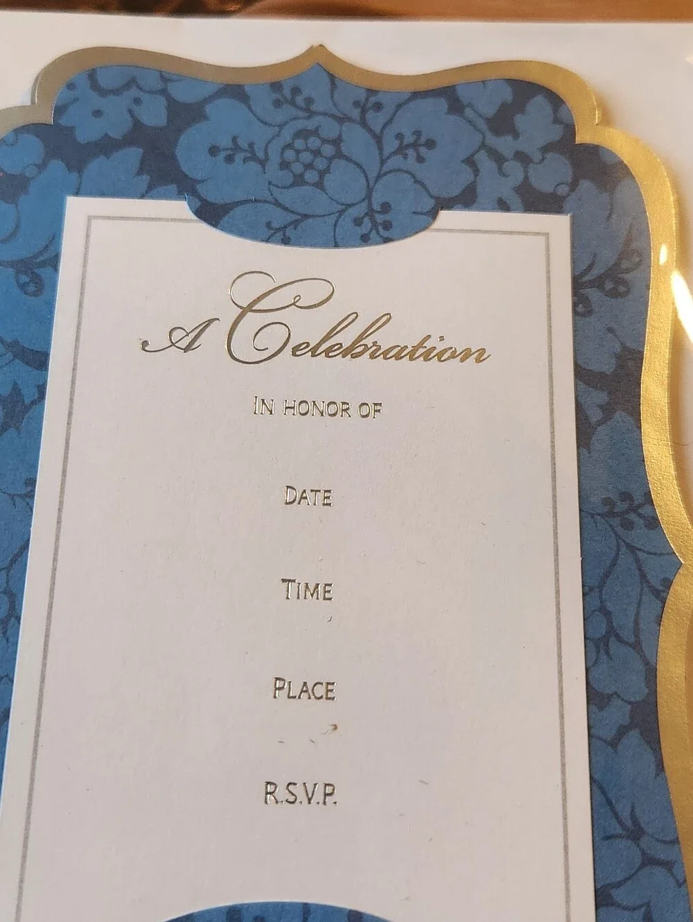 Hallmark Blue & Gold Floral Celebration Invitations - Pack of 10